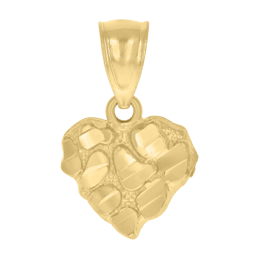 10kt 10k Yellow Gold Womens Nugget Heart Charm Pendant